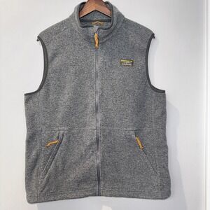 LL Bean Men's‎ Medium Slightly Fitted Full Zip Pockets Fleece Gray Vest